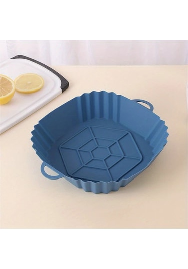 Maxaccess Derin Mavi 1 Adet Silikon Hava Fritöz İç Kabı Katlanır Pişirme Tepsisi Yeniden Kullanılabilir