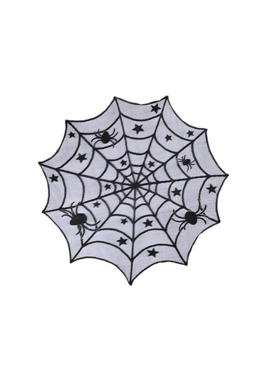 Partisi Siyah Dantel Örümcek Ağı Masa Örtüsü Dekorasyonu Boyut: 102x102cm