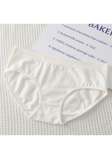 Beyaz Kadın Tamamı Pamuklu İç Giyim Trackless Rahat Nefes Alabilir Basit Tatlı Düz Renk Pantolon Beyaz