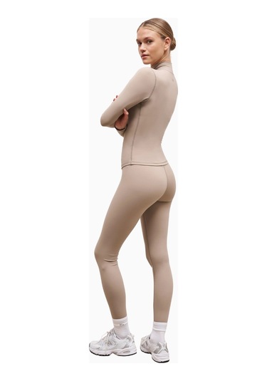 Because Of Alice Base Sculpting Zip Up Jacket Şekillendirici Fermuarlı Kadın Ceket Bej