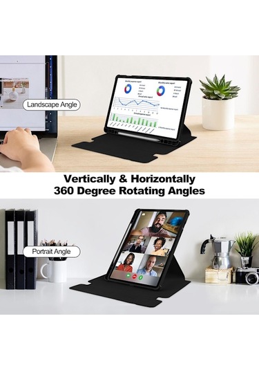 Samsung Galaxy Tab S9 Fe Plus Kılıf, Bluetooth Klavye Ve Döndürülebilir Stand İle Siyah Uyumlu