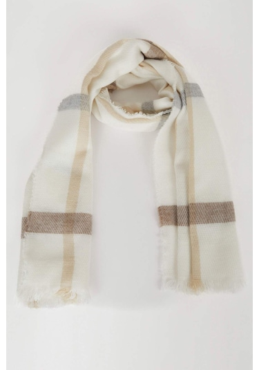 Defacto Kadın Ekose Desenli Atkı R6902AZ24WNER2 Ekru Defacto Kadın Ekose Desenli Atkı R6902AZ24WNER2 Ekru