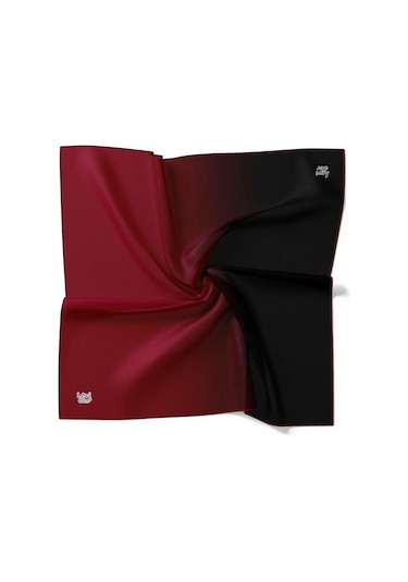 Levidor Twill İpek Eşarp - Degrade - Bordo Siyah - Bordo Siyah