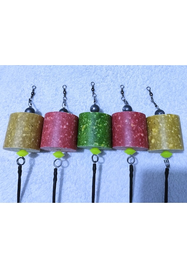 5 Adet Küspeli Yüzen Janjan Turuncu Ve Sarı Boncuklu Sazan Takımı