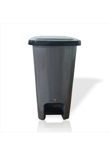 Saplı Pedallı Kapaklı Kare Dikdörtgen Köşe Mutfak Ofis Ev İşyeri Çöp Atık Kovası Kabı Kutusu Gri - Siyah