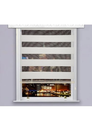 Plisei Zebra Perde Ekru Alüminyum Kasa Ekru