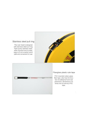 Jianda Fiber Deri Mezura Disk Şeklinde Elle Kumandalı Yumuşak Cetvel Şantiye Ölçüm Cetveli 50m