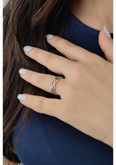 Chavin Çelik Silver Sarmal Model Bayan Yüzük Ev29by 001