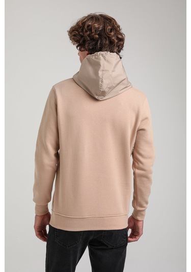 Kapüşonlu Bej Slim Fit Hoodie 23fwm64059 BEJ Bej
