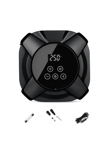 Sones 22 Silindir Araba Akıllı Dijital Ekran Şişirme Pompası Taşınabilir Araç Lastiği Pnömatik Motor Siyah