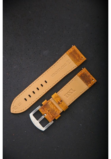 Hakiki Deri 24mm Akıllı Pimli Saat Kordonu Koyu Kahverengi