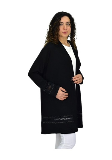 Kadın Siyah Likralı Viskon Hırka Bgl-st04678 Siyah