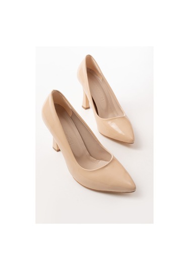 St-001 Nut Rugan Günlük 9 Cm Topuklu Bayan Stiletto Ayakkabı Renksiz