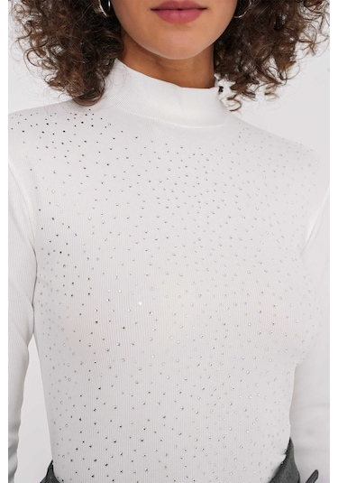 Gabria Taşlı Uzun Kol Bluz Beyaz