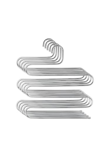 5 Adet Metal Pantolon Eşarp Askısı 5 Katlı 5 Adet Askı Gümüş
