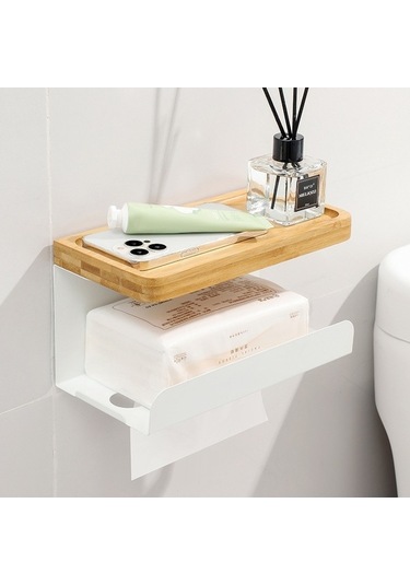 Wondernest Tuvalet Rafı, Monte Linen Kağıt Havluluk, Duvara Çivisiz Kurulum Beyaz Banyo Organizer Beyaz