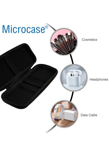 Dokunmatik Kalem Pencil Kalemlik Fırça Set Kulaklık Kablo Organizer Kılıfı 21x9cm Al5356 Siyah