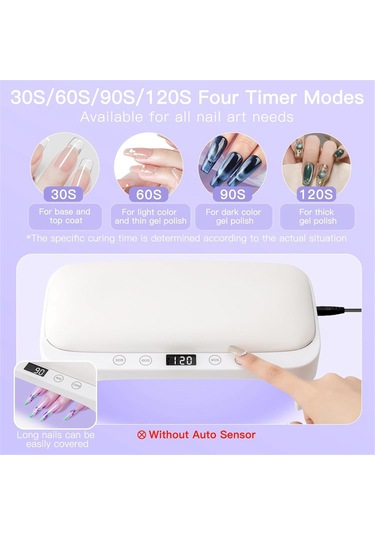 Xurunkeji Kol Dayanaklı Uv Tırnak Lambası, Uv Eldiven, Jel Oje İçin Led Tırnak Işığı, 4 Zamanlayıcılı Katlanabilir Tırnak Kurutucusu, Ab Fişi
