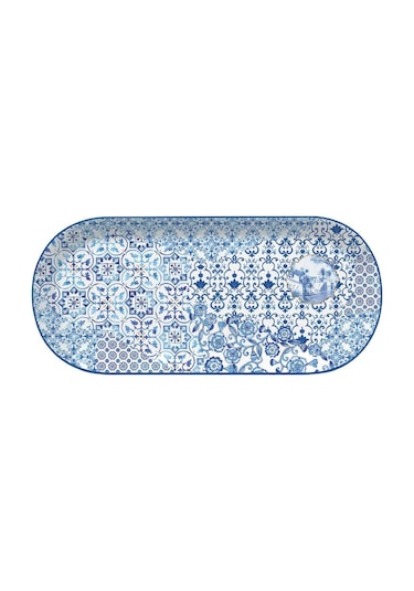 Easy Life Porselen Oval Servis Tabağı 33,5cm X 15cm Mavi