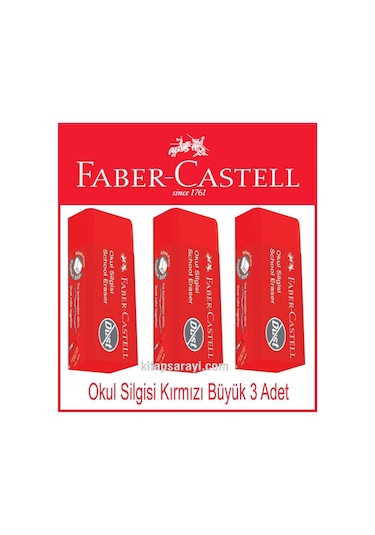 Faber Castell Okul Silgisi Kırmızı Büyük 3 Adet