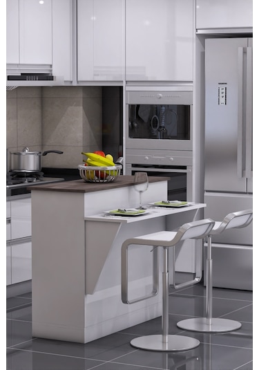 Anka Ada Iki Kapaklı Şık Fonksiyonel Mutfak Adası Mutfak Masası S