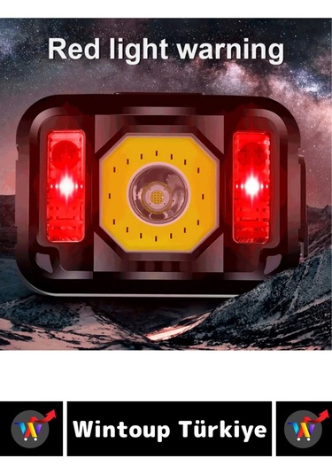 Profesyonel Kamp Avcı Balıkçı Deprem Güçlü Işık Sinyal Led Şarjlı Powerled Kafa Lambası Çok Renkli