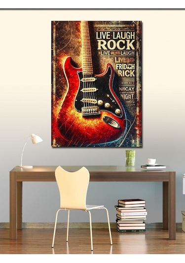 Kanvas Tablo Gitar Ve Rock Poster Afişi 70cmx100cm