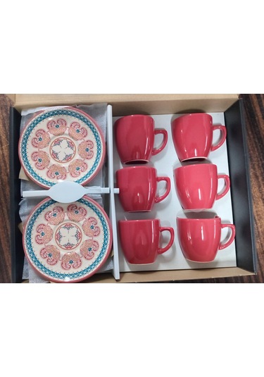 Konak Züccaciye Kahve Fincan Takımı 6 Lı Dijital Çok Renkli