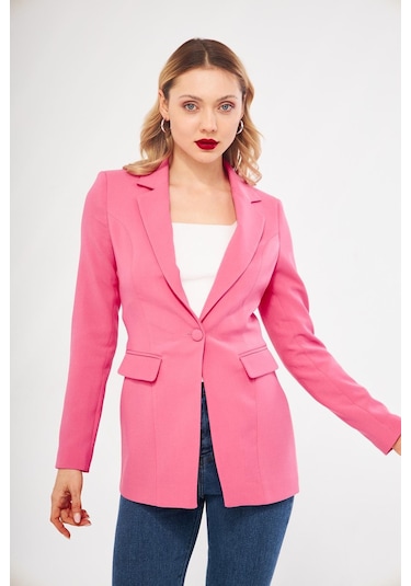 Lovelf Tek Düğme Klasik Ceket Pembe Pembe