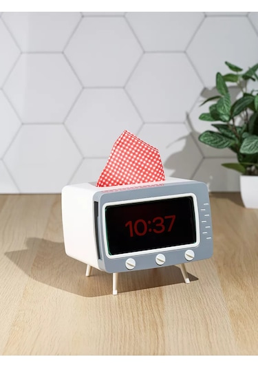 Miland Home Tel Sürahi Peçetelik Ve Telefon Standı Retro Televizyon 219030251 Beyaz