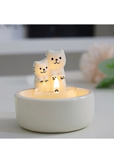 Springsun Seramik Kedi Fantom Mumluk, Nordik Stil Dekorasyon, Halloween Hediyesi, Aromaterapi Mum Tutucu Mum Dahil Değil