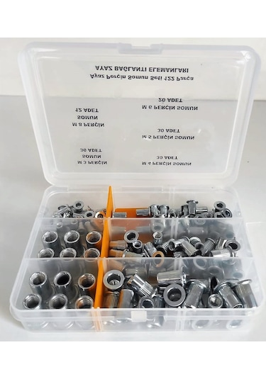 Ayaz Perçin Somun Seti 122 Parça Flanşlı Perçin Somun