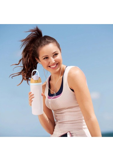 Skycity 24oz Renkli Paslanmaz Çelik Termos Bardak, Sürekli Isı Saklama, Kol Kolu Ve Pipetli, Spor Ve Günlük Kullanım, Anti Kayma Taban Diğer