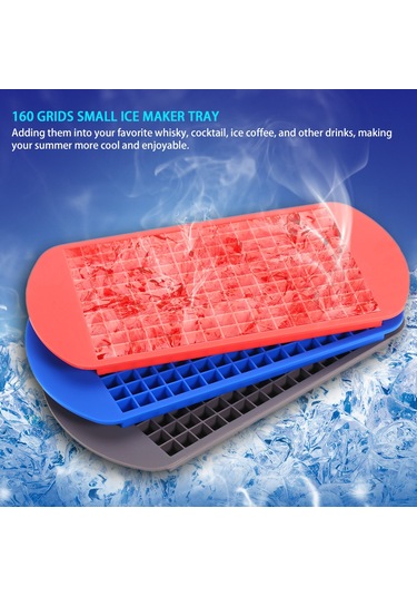 Konesam Kırmızı 160 Hücreli Silikon Buzluk Kalıbı - 1cm Küçük Kare Mini Buz Formu, Yemek Grubu, Esnek, Çabuk Dondurma, Yıkama Kolay Çok Renkli