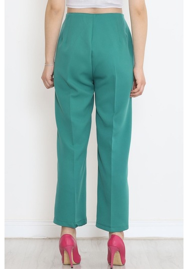 Mokashopin - Beli Pensli Pantolon Koyuyeşil - 20857.683. 001