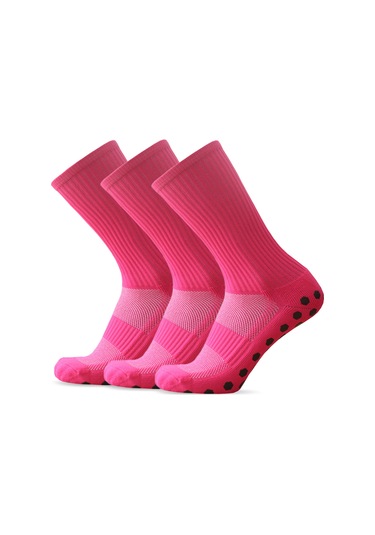 Suofeng "3 Çift Altıgen Noktalı Kaydırmaz Futbol Çorapları - Nefes Alabilir Ve Ter Emici" Pembe