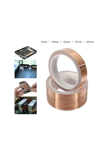 5 Mm x 20 Mt İletken Bakır Folyo Kapton Bandı K. Yapışkanlı Ba...