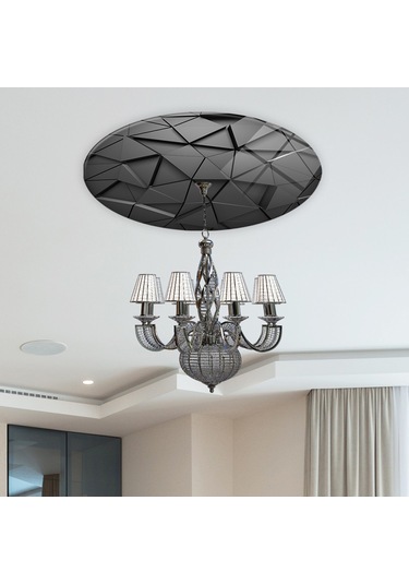 Cam Avize Göbeği | Antrasit Kristal | Çap50Cm Antrasit