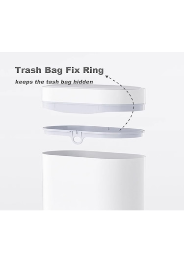 Qianfan Otomatik Banyo Çöp Kutusu, 2,3 Galon Akıllı Çöp Kutusu, Beyaz