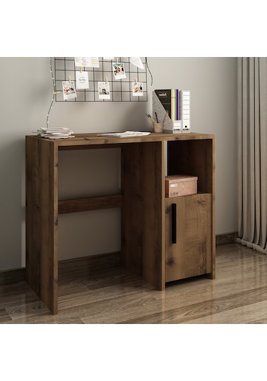 Kuzey Tek Kapaklı Çalışma Masası Minimal Tasarım Antik Ceviz