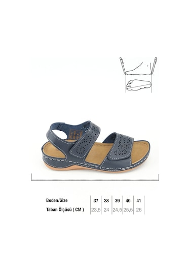 Gezer Yazlık Kadın Suni Deri Cırt Cırtlı Ayarlanabilir Sandalet Gk1yze.00186.02.013.g8 Lacivert