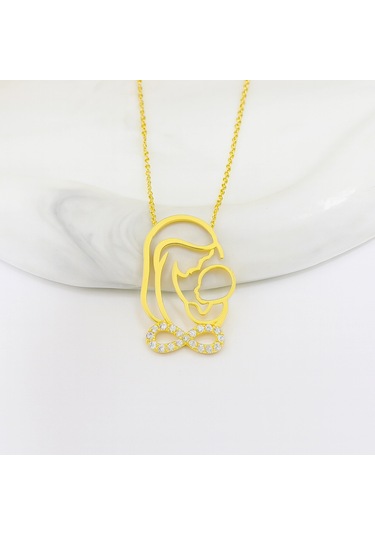 14 Ayar Altın Anne Ve Bebek Sonsuzluk Kolye Altın