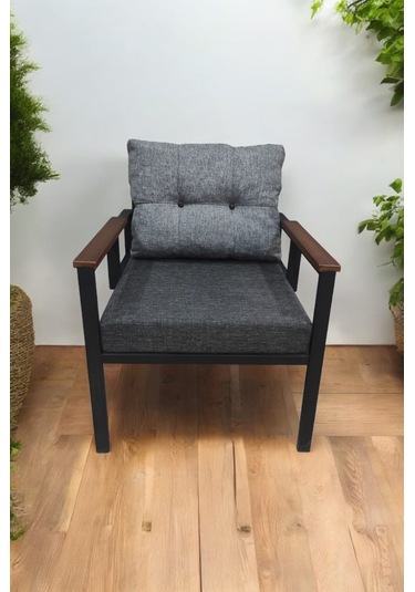 Pielize Demonte Metal Tekli Bahçe Mobilyası, Gri-antrasit, 60x60 Antrasit  - Gri