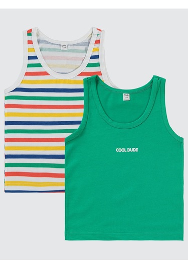 Civil Boys Erkek Çocuk 2'li Atlet Set 2-10 Yaş Yeşil Yeşil