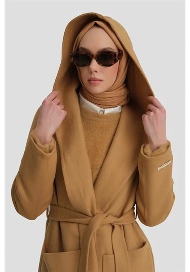 Armine Handmade Kapüşonlu Manto 24k8109 Camel Camel