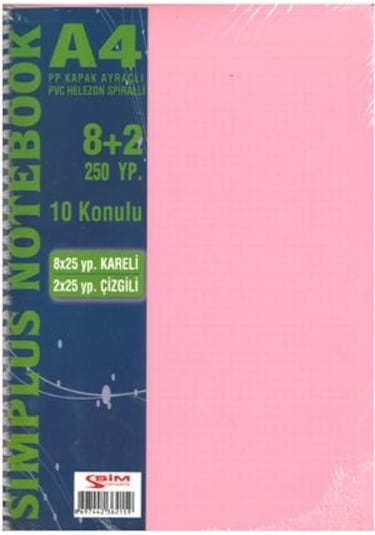 Sımplus A4 8+2 250 Yp Plastik Kapak Ayraçlı Defter Krem