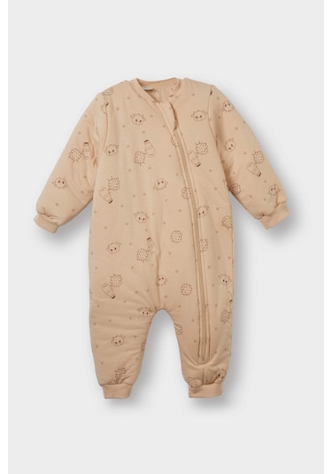 Defacto Erkek Bebek 2,5 Tog Elyaf Süt Baskılı Penye Tulum F3544a525wnbg287 Bej