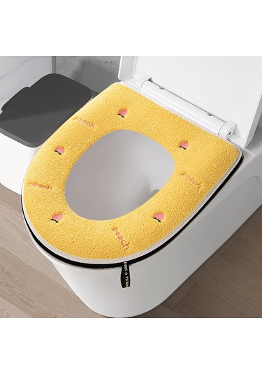 Ev Tipi Tuvalet Dört Mevsim Üniversal Klozet Kapağı Su Geçirmez Kapak Tuvalet Halkası Şeftali - Sarı Sarı
