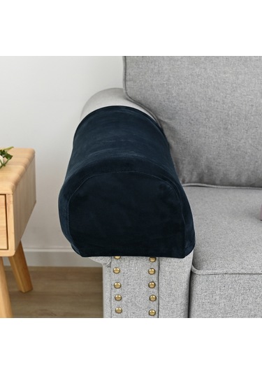 Suofeng Mutfak Ev İçin Yıkanabilir Lastikli Kumaş Koltuk Kol Koruması - Kaymazsız Dört Mevsim Kullanım - Lacivert 1 Çift + 10 Adet Çivi KOYU MAVİ