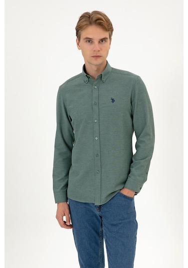 U.s. Polo Assn. Erkek Koyu Yeşil Gömlek Basic 50316723-vr079 Koyu Yesıl